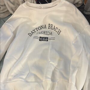 SHEIN White Daytona Beach Sweatshirt